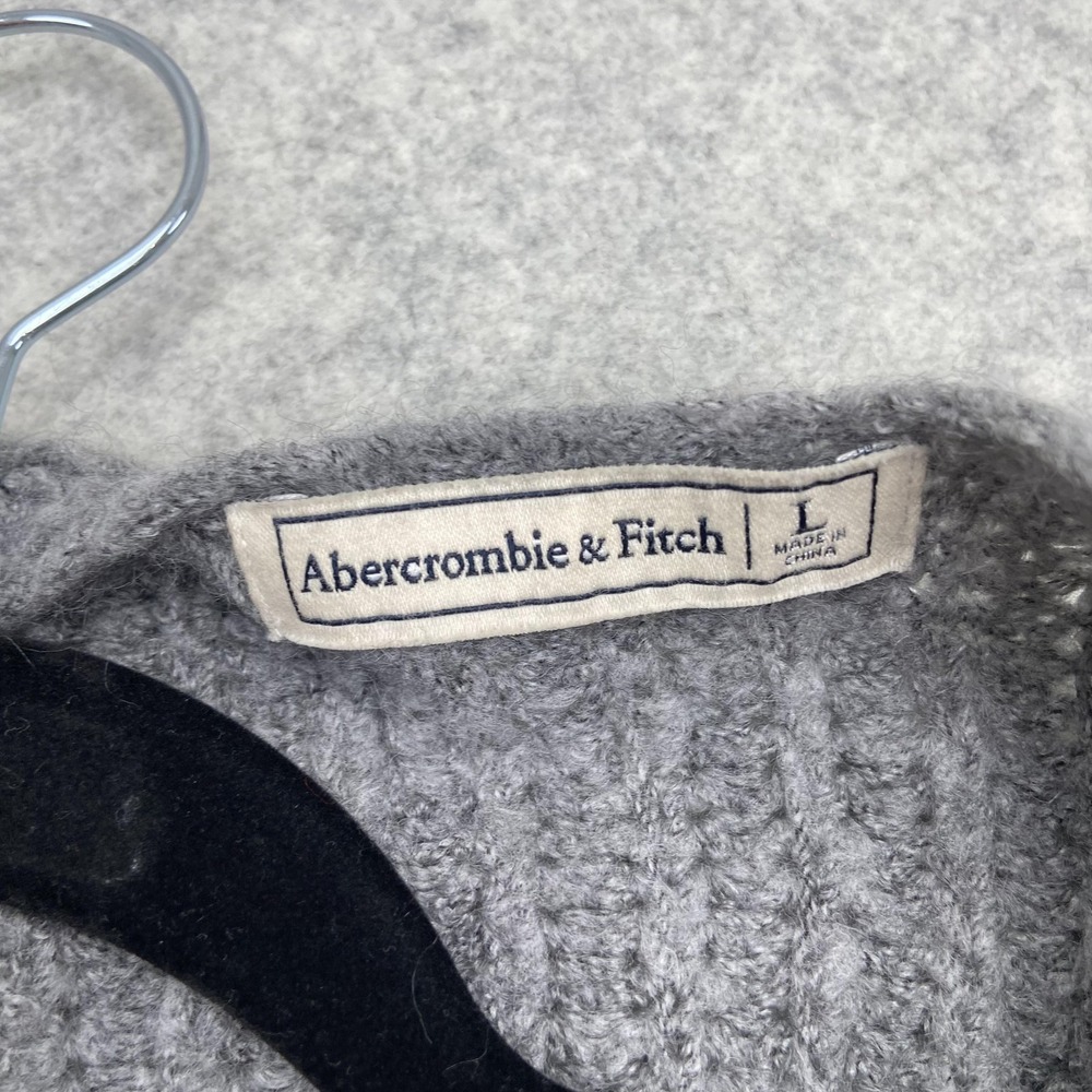 Abercrombie & Fitch Sweater Womens Large Gray Open Front Cable Knit Cardigan - Picture 7 of 12